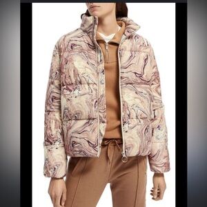 Scotch and Soda Maison Scotch soft quilted puffer jacket in Marble Print